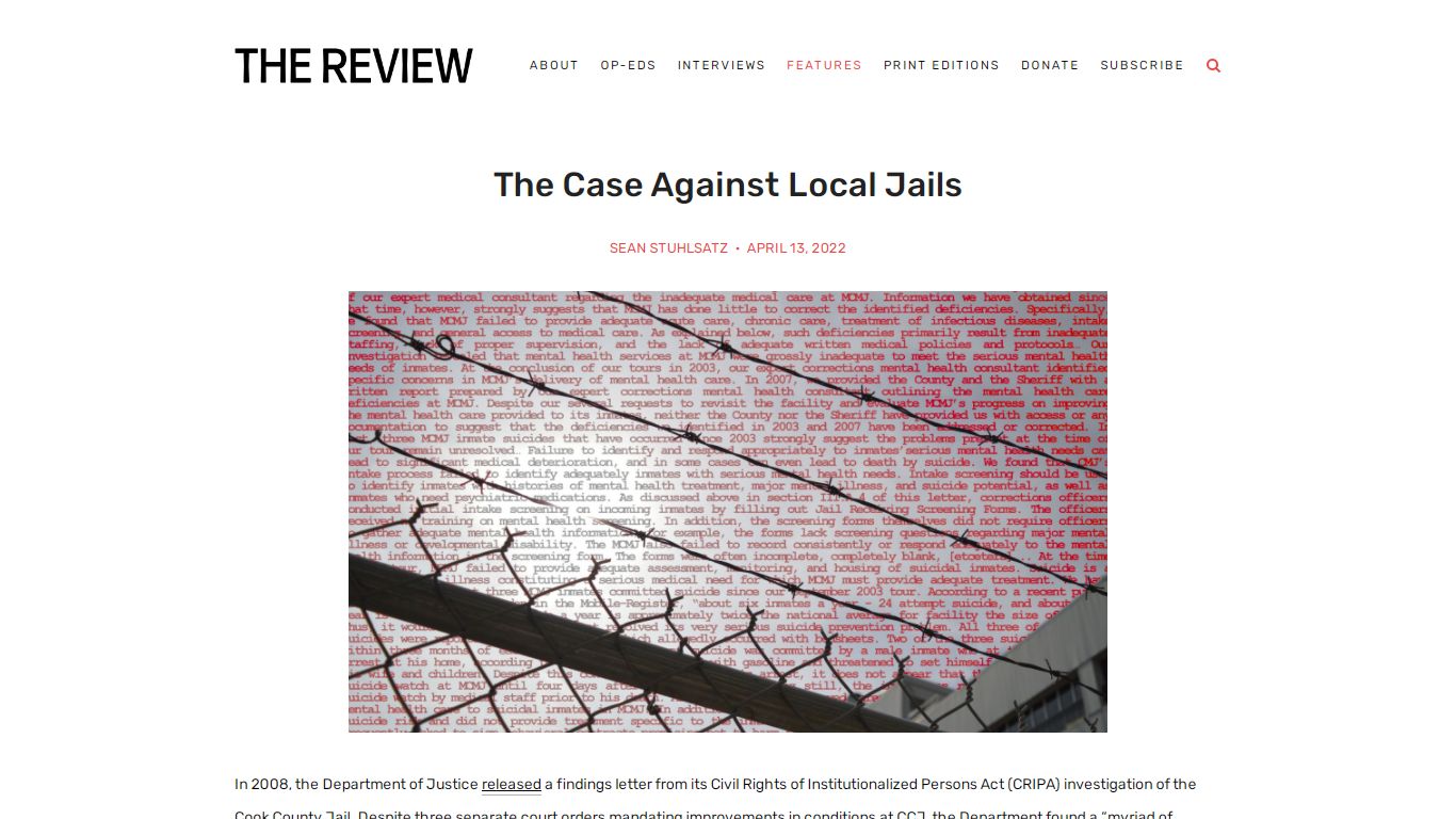 The Case Against Local Jails — Virginia Review of Politics